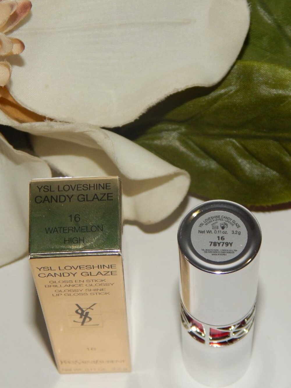 YSL WATERMELON HIGH Loveshine Candy Glaze Glossy Shine Lip Gloss Stick 0.11 oz - Picture 3 of 3